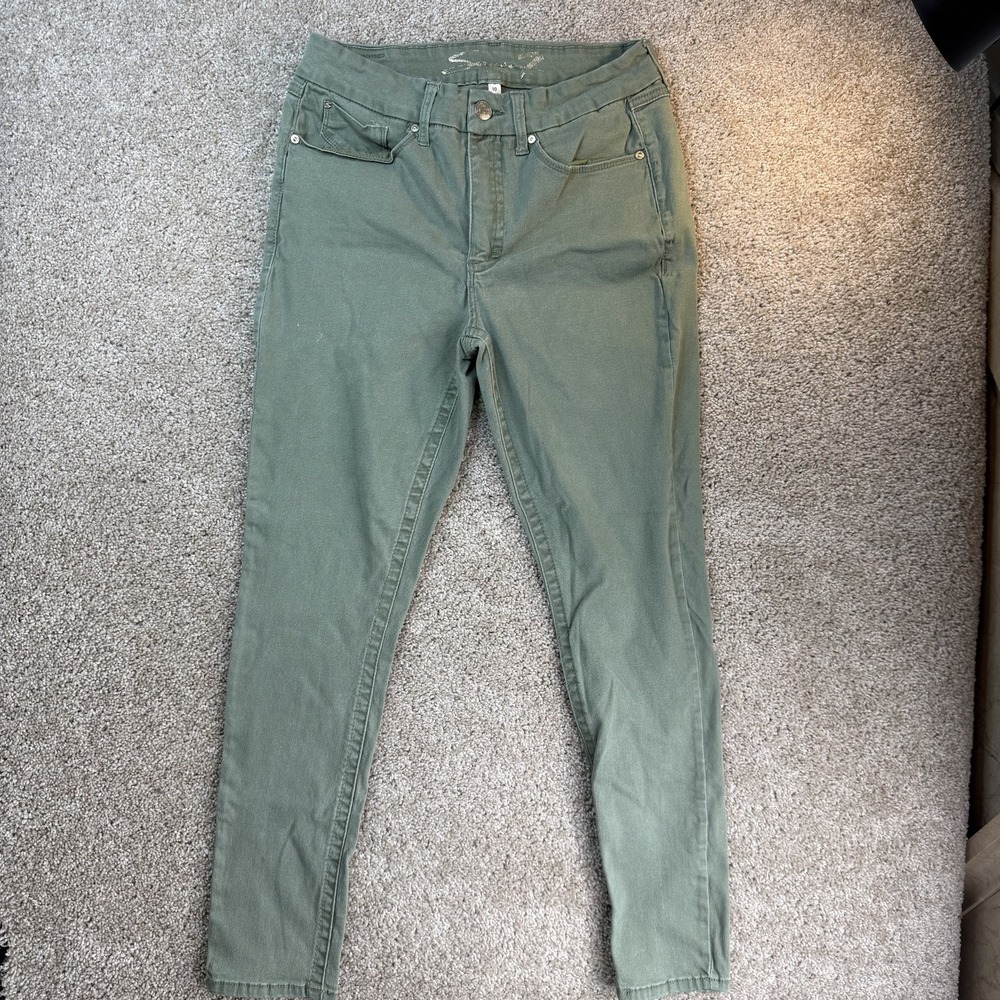 Seven7 Tummyless High Rise Skinny Jeans Womens 10 Green Stretch Denim Pants
